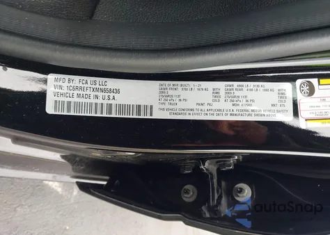 2021 Ram 1500 Big Horn 4X2 5'7 Box from USA, damaged, VIN 1C6RREFTXMN658436